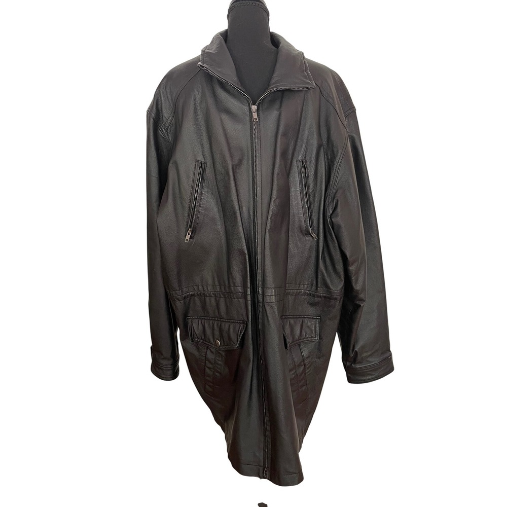 Colebrook Leather Parka Jacket Mens XL Black Genuine Quilted Lined Gorpcore Coat